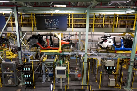 The Nissan factory at Sunderland on the day the third generation Nissan Leaf EV starts to roll off the production line alongside the company’s established Juke and Qashqai models