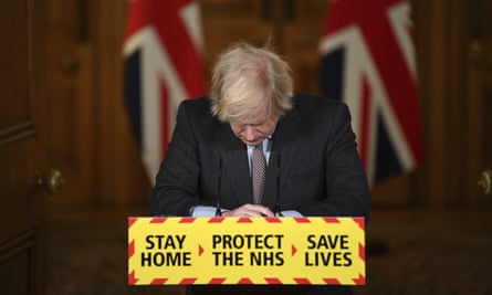 Boris Johnson at a virtual press conference on the pandemic in January 2021.