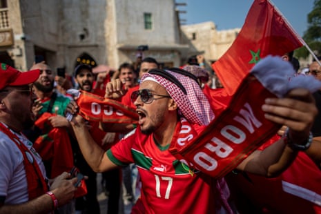 Morocco fans at the market Souq Waqif.