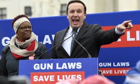 Chris Murphy speaks at a protest outside a gun rights case before the US supreme court in 2019 in Washington DC.