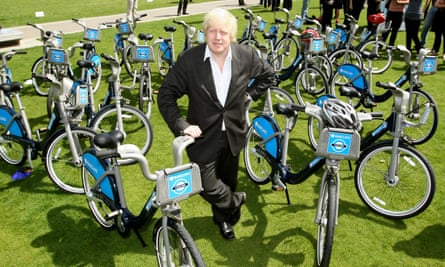 London Cycle Hire scheme court caseFile photo dated 28/5/2010 of Mayor of London Boris Johnson stands among Barclays Cycle Hire bikes. The High Court will rule today on a bid to bring a legal challenge over Johnson’s flagship cycle hire scheme.