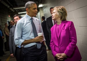 Above the fray … Clinton with Barack Obama.