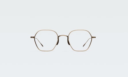 A pair of minimal gold wire-framed glasses