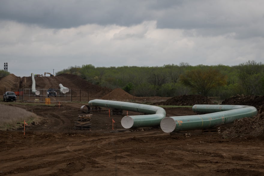 Pipeline construction for future transport of crude oil from the Permian Basin to Port Corpus Christi.