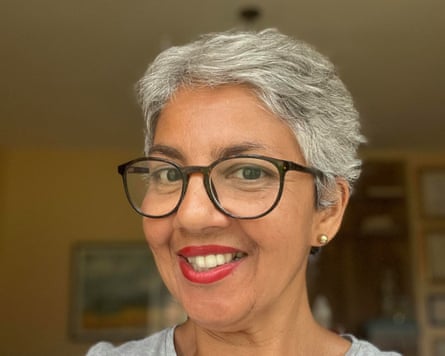 A closeup shot of Lina Mookerjee