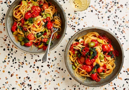 Yotam Ottolenghi’s 15-minute miso, tomato and oregano pasta.