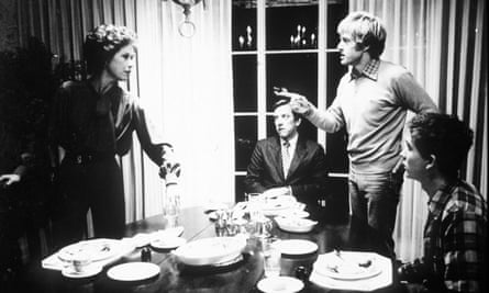 Robert Redford, second right, directing Mary Tyler Moore, Donald Sutherland, centre, and Timothy Hutton in Ordinary People, 1980.