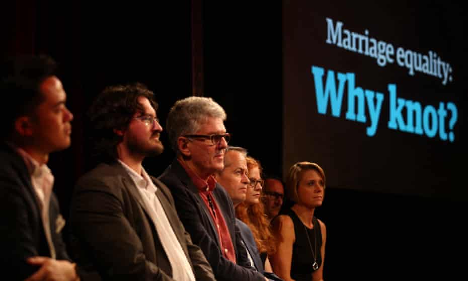 The panel at the Guardian Live Australian Marriage Equality event on Thursday.