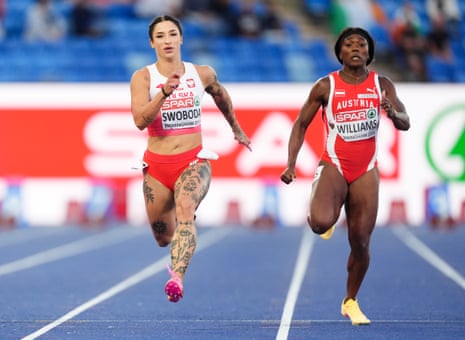 Ewa Swoboda wins the third of the women’s 100m semi-final.