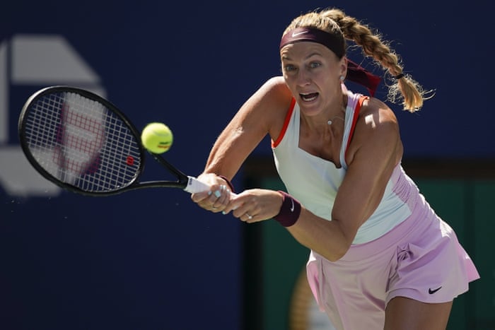 Petra Kvitova hits a shot.
