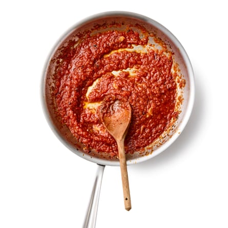 Added tomatoes in pan. Pour in the tomatoes to the same pan.