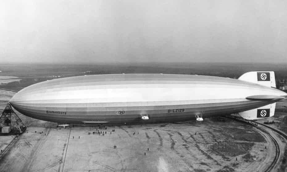 The giant zeppelin Hindenburg, pictured in Lakehurst, New Jersey, was so big that its tail stuck out of the hanger built for it in Santa Cruz, near Rio de Janeiro, Brazil.