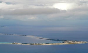 Aerial view of Kwajalein Atoll in the Marshall Islands.EGFJ5G Aerial view of Kwajalein Atoll in the Marshall Islands.