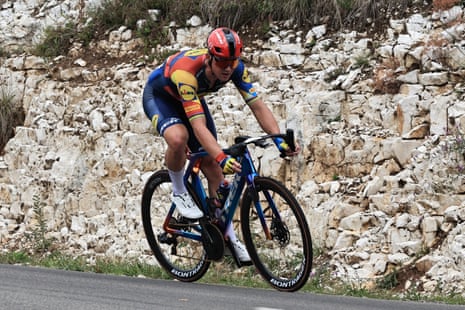 Danish rider Mads Pedersen of team Lidl-Trek in action during stage 19 of the Tour de France 2023.