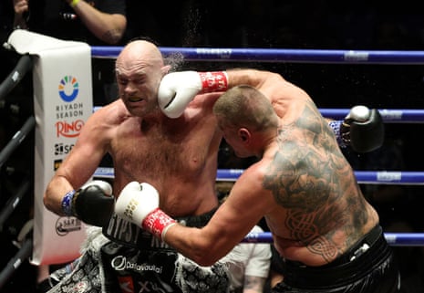 Mariusz Wach lands a shot on Tyson Fury