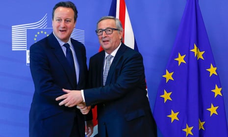 David Cameron meets the then European Commission president, Jean-Claude Juncker, in 2016