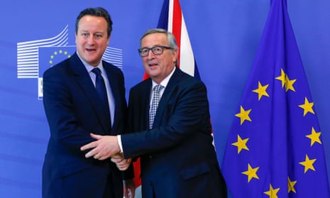 David Cameron with Jean-Claude Juncker at the European Commission’s headquarters in Brussels, Belgium, February 2016