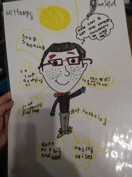 The classroom poster to which the boy was asked to add the comments.