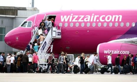 Wizz Air plane at Luton airport.