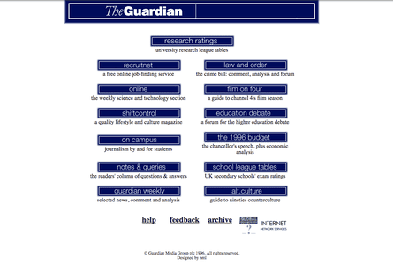 The Guardian online in 1996