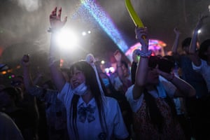 Revellers at a music festival in Wuhan, 4 August