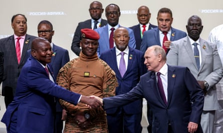 Vladimir Putin with some of the other participants at the Russia-Africa summit in Saint Petersburg, Russia, last July.