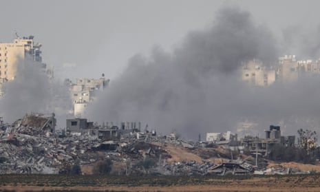 Smoke rises in Gaza on Sunday, as seen from southern Israel.