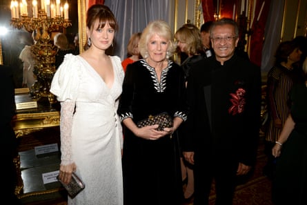 Nadia Rodicheva, Camilla, then Duchess of Cornwall and Mohamed Amersi at a fashion show for the National Osteoporosis Society n 2018.