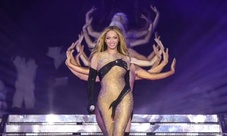 ‘Awe-inspiring’ … Beyoncé performing on May 30 at Tottenham Hotspur Stadium in London.
