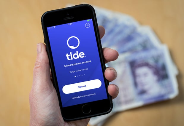 the tide banking app on a mobile phone. 