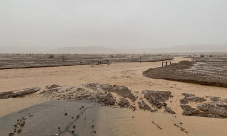 This handout image shows flood destruction in the Death Valley national park in August 2022.