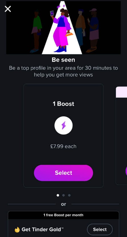 An example of a ‘boost’ offered by Tinder