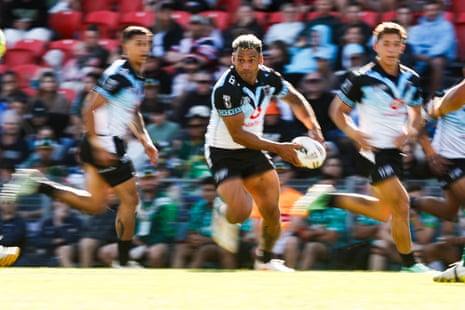 Apisai Koroisau of Fiji runs with the ball during a Rugby League World Cup match