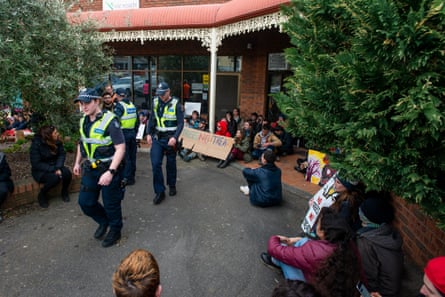Djap Wurrung protesters out the front of the VicRoads offices in Ararat.