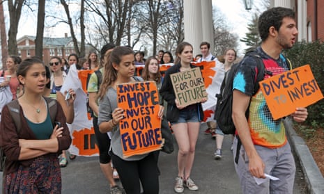 Students and alumni at Tufts University protest in April 2015.
