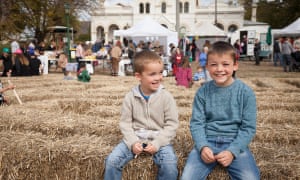 Two boys enjoying festivities at the 2017 Clunes Booktown festival.