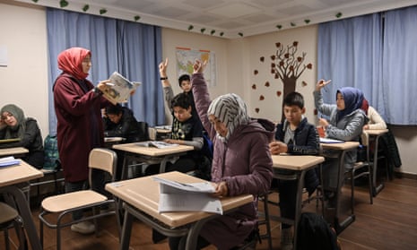 Uighur childen attend a Uighur-language school in Istanbul