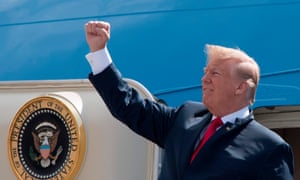 Donald Trump arriving at Ellington Field Joint Reserve Base in Houston, Texas.
