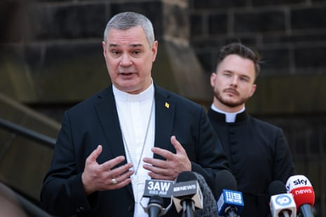 Archbishop Peter Comensoli addresses media outside St Patrick’s Cathedral in Melbourne following the death of Cardinal George Pell
