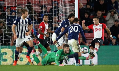 Fraser Forster of Southampton loses control of the ball.