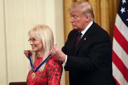 Donald Trump awarded the Presidential Medal of Freedom to Miriam Adelson in 2018.