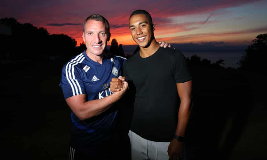 New Leicester City signing Youri Tielemans pictured with manager Brendan Rodgers, joining up with his teammates during pre-season in Evian-les-Bains.