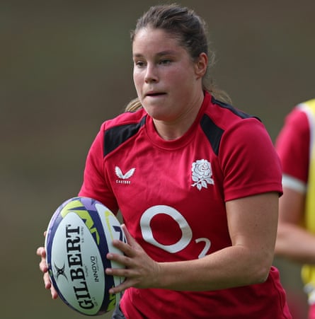 Jess Breach runs with the ball during the England Red Roses training session