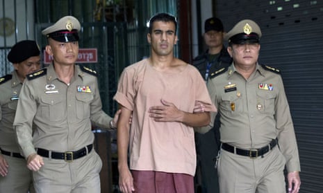 Bahraini footballer Hakeem al-Araibi leaves the criminal court in Bangkok on 4 February.