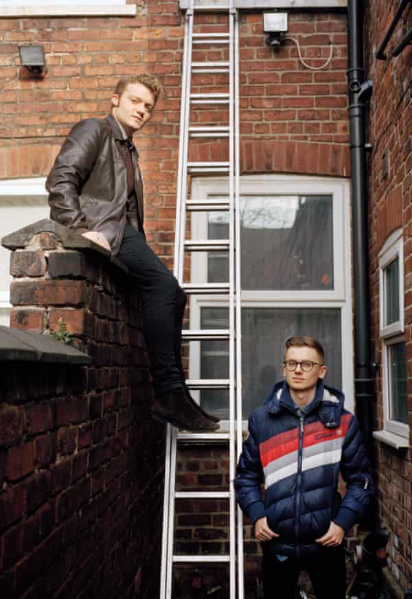 George Flesher and Cameron Broome, students outside their house in Fallowfield, Manchester