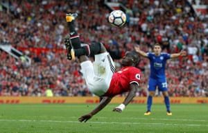 United’s Eric Bailly clears with an overhead kick.