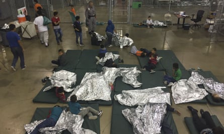 Children who were found crossing the US-Mexico border illegally at a processing centre in McAllen, Texas, after being separated from their parents.