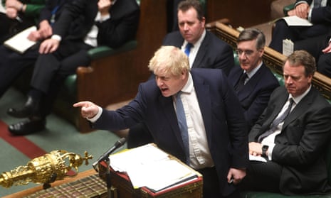 Boris Johnson at prime minister’s questions in the House of Commons, London, 2 February 2022