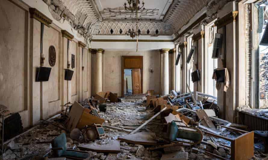 Damage to the interior of the regional administration building
