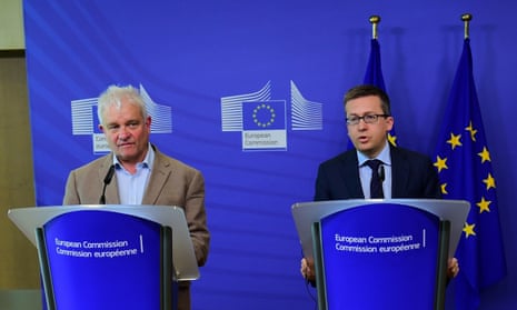 Paul Nurse, Nobel prize winer, above left, with European research, science and innovation commissioner Carlos Moedas in Brussels earlier in May. Nurse called Brexit a ‘poor outcome for British science’.